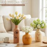 TBWIND Ceramic Vases Set of 3, Modern Boho Rustic Farmhouse Style Matte Finish D... - Image 3