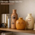 TBWIND Ceramic Vases Set of 3, Modern Boho Rustic Farmhouse Style Matte Finish D... - Image 4
