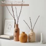 TBWIND Ceramic Vases Set of 3, Modern Boho Rustic Farmhouse Style Matte Finish D... - Image 5