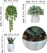 Winlyn Set of 3 Small Artificial Succulent Potted Plants Fake Aloe Hops String o... - Image 3