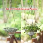 Set of 2 Metal Hanging Planters,Hand-Crafted Rusty Hanging Basket Plant Holder f... - Image 3