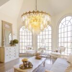 KELUOLY Modern Large Crystal Chandelier, 4-Layer Gold Glass Chandelier, 12 Light... - Image 3