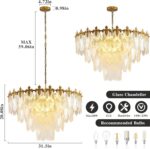 KELUOLY Modern Large Crystal Chandelier, 4-Layer Gold Glass Chandelier, 12 Light... - Image 4