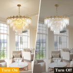 KELUOLY Modern Large Crystal Chandelier, 4-Layer Gold Glass Chandelier, 12 Light... - Image 6