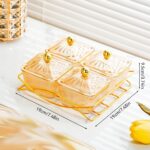 Clear Serving Bowls Set with Gold Metal Rack, 4pcs Divided Serving Dishes Appeti... - Image 3