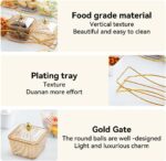 Clear Serving Bowls Set with Gold Metal Rack, 4pcs Divided Serving Dishes Appeti... - Image 4