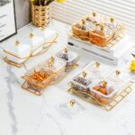 Clear Serving Bowls Set with Gold Metal Rack, 4pcs Divided Serving Dishes Appeti... - Image 5