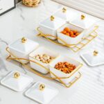 Clear Serving Bowls Set with Gold Metal Rack, 4pcs Divided Serving Dishes Appeti... - Image 6