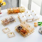 Clear Serving Bowls Set with Gold Metal Rack, 4pcs Divided Serving Dishes Appeti... - Image 7