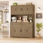 HOSTACK 71" Tall Pantry Cabinet with Charging Station, 55" Wide Kitchen Pantry S... - Image 3
