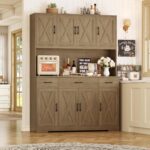 HOSTACK 71" Tall Pantry Cabinet with Charging Station, 55" Wide Kitchen Pantry S... - Image 5