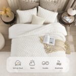Andency Fluffy Sherpa Queen Comforter Set, Super Soft White Fleece Warm Bedding ... - Image 5
