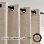 Oatmeal Linen Curtains 96 Inch Length 2 Panels Set Light Filtering Semi Sheer Gr... - Image 4