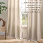 Oatmeal Linen Curtains 96 Inch Length 2 Panels Set Light Filtering Semi Sheer Gr... - Image 6