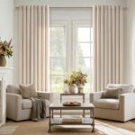 Oatmeal Linen Curtains 96 Inch Length 2 Panels Set Light Filtering Semi Sheer Gr... - Image 7