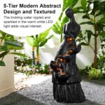 Glitzhome 39.75" H Modern Abstract Women Sculpture Outdoor Water Fountain, 5 Tie... - Image 5
