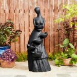Glitzhome 39.75" H Modern Abstract Women Sculpture Outdoor Water Fountain, 5 Tie... - Image 9