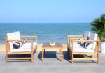 SAFAVIEH Outdoor Collection Montez Natural/ White Cushions/ Striped Bolster Pill... - Image 7