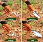 10-Piece Garden Tool Set, Brown Gardening Hand Tools Kit with Ergonomic Non-Slip... - Image 5