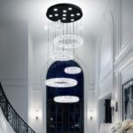 Luxury Large 6 Ring Chandelier Modern Black Dimmable LED Crystal Chandelier for ... - Image 4