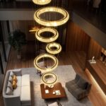 Luxury Large 6 Ring Chandelier Modern Black Dimmable LED Crystal Chandelier for ... - Image 5