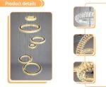 Luxury Large 6 Ring Chandelier Modern Black Dimmable LED Crystal Chandelier for ... - Image 6