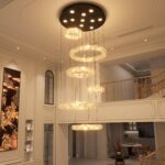 Luxury Large 6 Ring Chandelier Modern Black Dimmable LED Crystal Chandelier for ... - Image 7