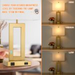 22’’ Table Lamps for Bedrooms Set of 2, Gold Bedside USB Desk Lamp with AC Outle... - Image 4