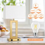 22’’ Table Lamps for Bedrooms Set of 2, Gold Bedside USB Desk Lamp with AC Outle... - Image 5