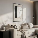 Framed Modern Black and White Neutral Abstract Wall Art, Beige Canvas Prints Pai... - Image 4