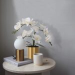 LESING Potted Artificial Orchid Flowers,Real Touch White Fake Artificial Orchid ... - Image 4