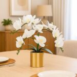 LESING Potted Artificial Orchid Flowers,Real Touch White Fake Artificial Orchid ... - Image 6