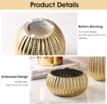 Gold Planter Decorative Ceramic Gold Vase with Embossed Geometric Design for Suc... - Image 3