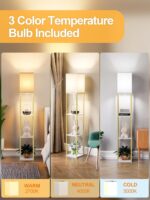 Floor Lamp with Shelves, Modern Corner Display Standing Column Shelf Lamp Etager... - Image 4