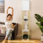 Floor Lamp with Shelves, Modern Corner Display Standing Column Shelf Lamp Etager... - Image 9