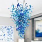 Hand Blown Glass Chandelier, Luxury Large Multi-Blue Art Decor Chandeliers, Ceil... - Image 3