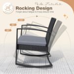 Greesum 3 Pieces Outdoor Furniture Set Patio Bistro Rocking Chairs with Glass Co... - Image 6