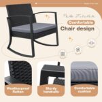 Greesum 3 Pieces Outdoor Furniture Set Patio Bistro Rocking Chairs with Glass Co... - Image 7