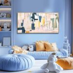 Artexist Large Abstract Canvas Wall Art Pink Painting Yellow Bedroom Decor Navy ... - Image 3