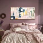 Artexist Large Abstract Canvas Wall Art Pink Painting Yellow Bedroom Decor Navy ... - Image 4