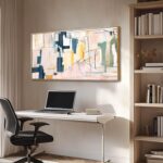 Artexist Large Abstract Canvas Wall Art Pink Painting Yellow Bedroom Decor Navy ... - Image 5