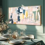 Artexist Large Abstract Canvas Wall Art Pink Painting Yellow Bedroom Decor Navy ... - Image 7