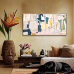 Artexist Large Abstract Canvas Wall Art Pink Painting Yellow Bedroom Decor Navy ... - Image 8
