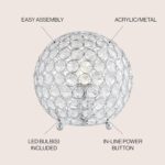 JONATHAN Y 8.25" Clear Acrylic and Chrome Globe LED Table Lamp, Modern Glam Text... - Image 3