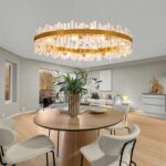48-Inch Gold Modern Crystal Chandelier, 24 Lights, Large Round 2-Tier K9 Crystal... - Image 5