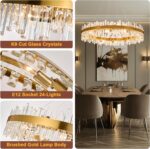 48-Inch Gold Modern Crystal Chandelier, 24 Lights, Large Round 2-Tier K9 Crystal... - Image 8