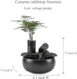 Ceramic Tabletop Fountain Water Feature Fall Indoor and Outdoor Decoration (Blac... - Image 3