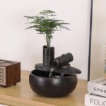 Ceramic Tabletop Fountain Water Feature Fall Indoor and Outdoor Decoration (Blac... - Image 4