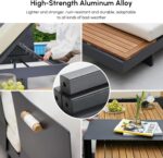 homary 6 Piece Aluminum & Teak Outdoor Sofa Set, Patio Sofa Seat L-Shaped Outdoo... - Image 4