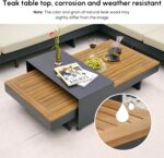 homary 6 Piece Aluminum & Teak Outdoor Sofa Set, Patio Sofa Seat L-Shaped Outdoo... - Image 5